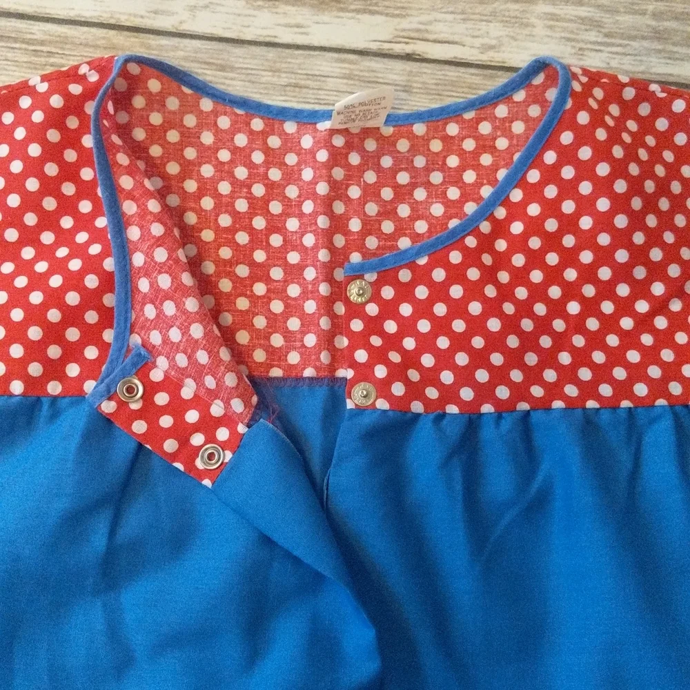VTG Artistic Creation Red + Blue Apron w/Mushrooms - Picture 7 of 8